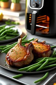 Côtes de porc et haricots verts à l’Air Fryer