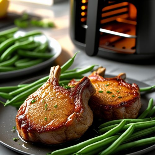 Côtes de porc et haricots verts à l’Air Fryer