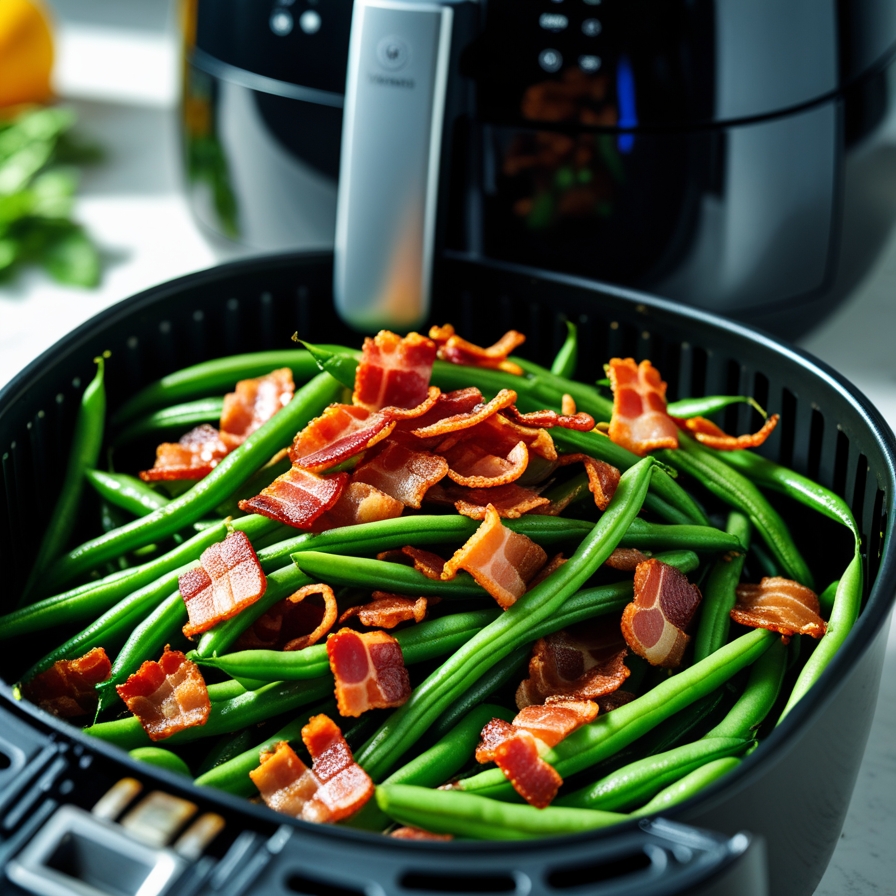 Haricots verts aux lardons à l’air fryer savoureux et rapides