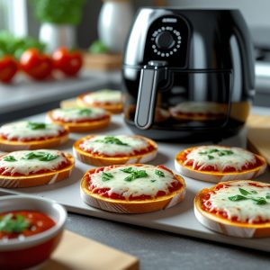 Mini pizzas sur pain de mie à l’air fryer rapides et croustillantes