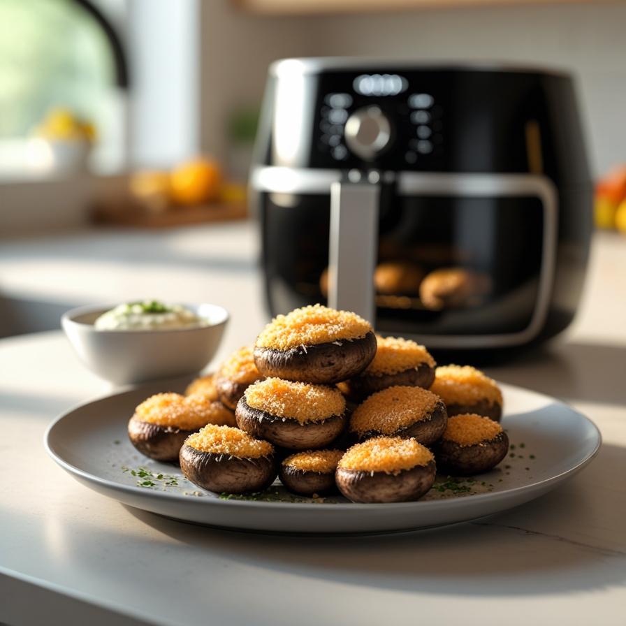 Champignons croustillants au parmesan à l’air fryer : apéritif gourmand et léger
