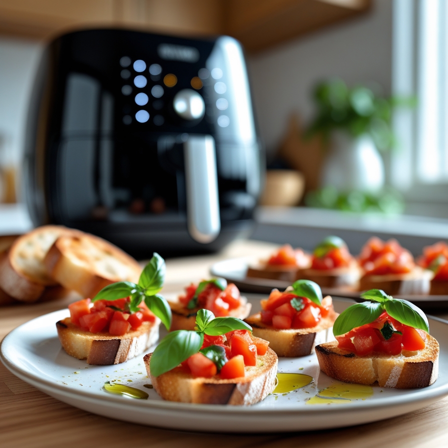 Bruschetta tomates-basilic à l’air fryer : croustillantes, fraîches et ultra rapides