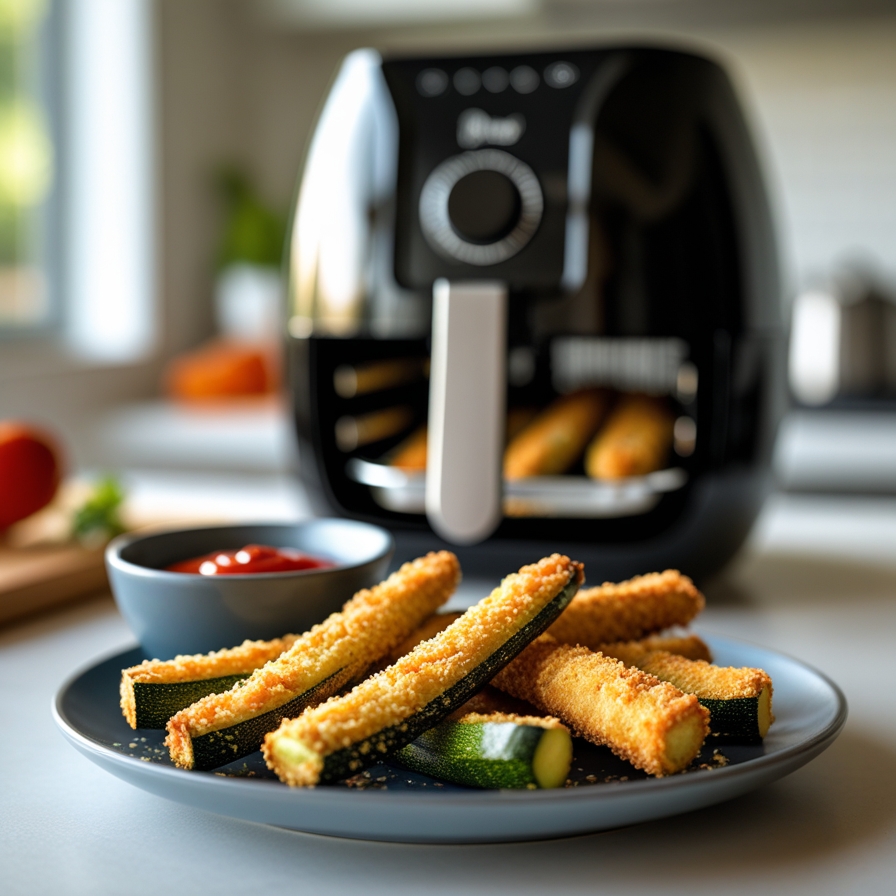 Bâtonnets de courgette panés à l’air fryer : croustillants et légers