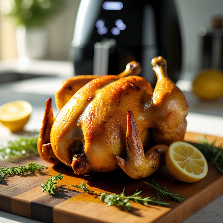 Poulet rôti à l’air fryer : croustillant à l’extérieur, moelleux à l’intérieur