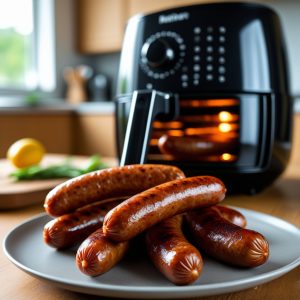 Saucisses à l’air fryer dorées et juteuses