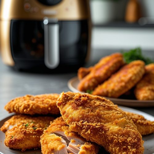 Escalopes de poulet panées maison à l’air fryer croustillantes