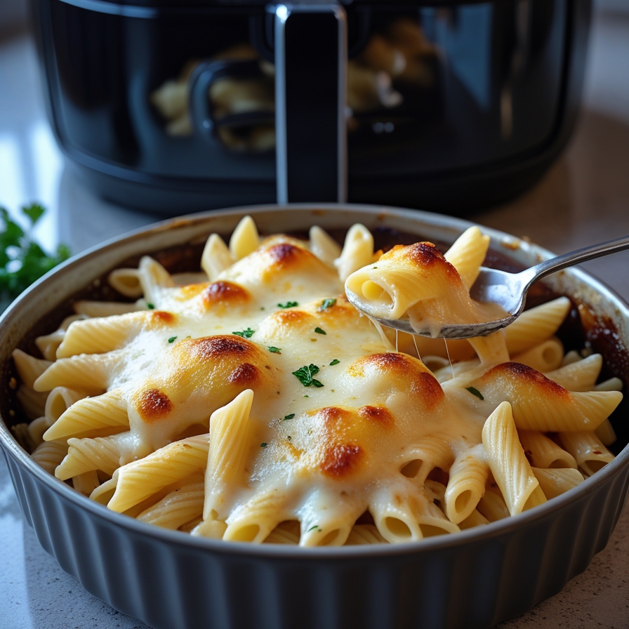 Gratin de pâtes à l’air fryer facile et crémeux
